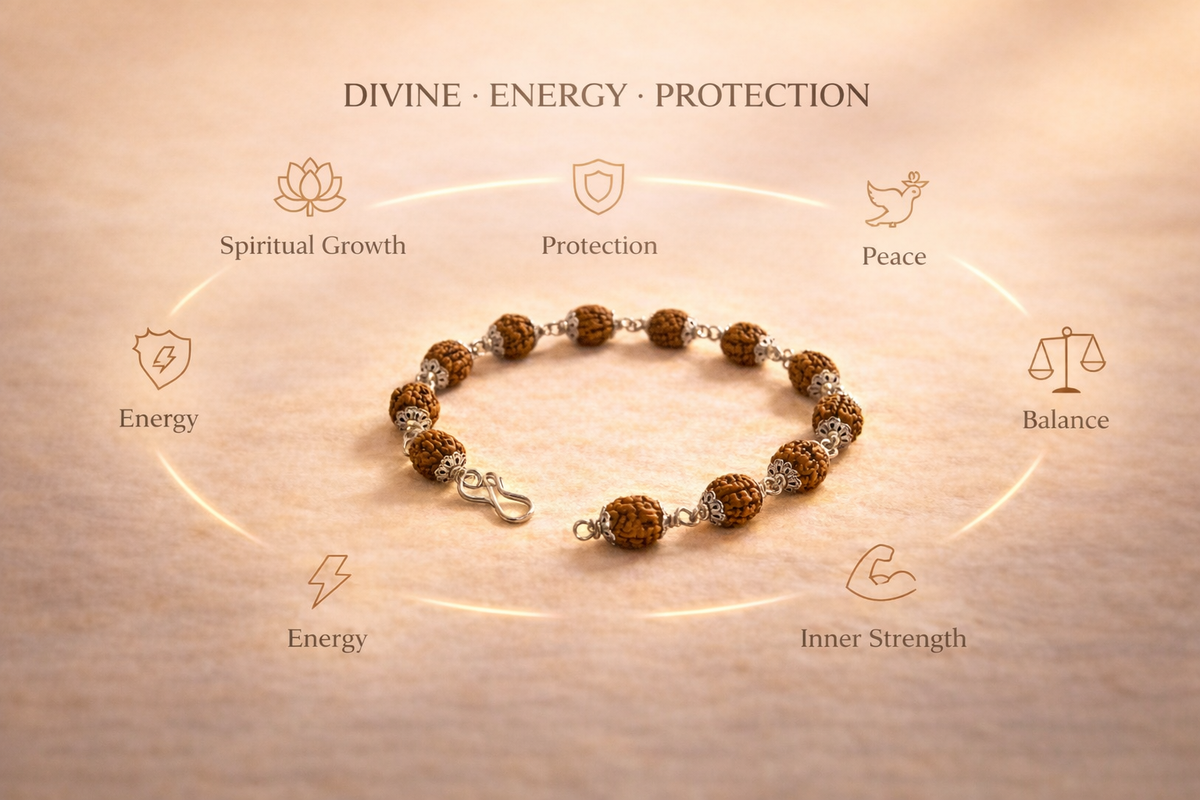 Rudraksha Silver Cap Energy Bracelet