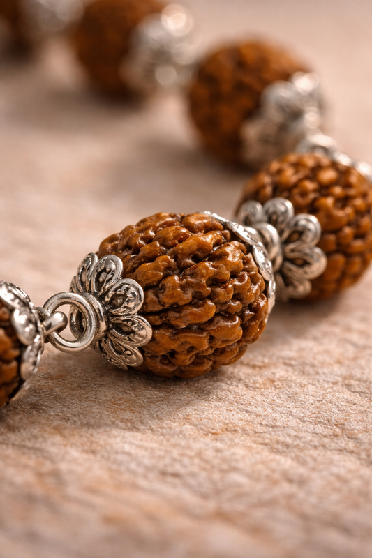 Rudraksha Silver Cap Energy Bracelet