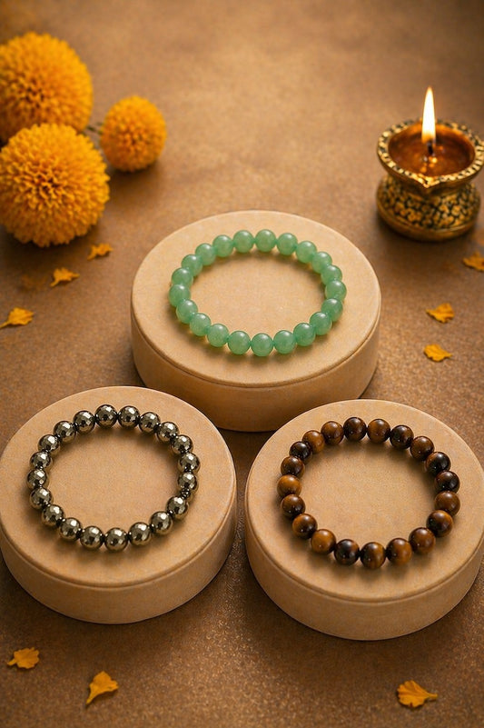 Antrya Wealth Magnet Set:Pyrite Bracelet
Green Aventurine Bracelet
Tiger Eye Bracelet
