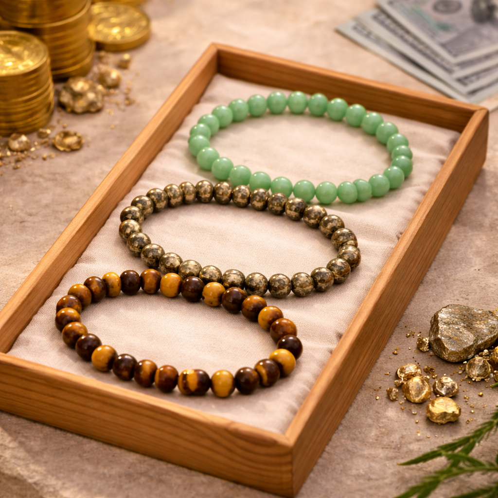 Antrya Wealth Magnet Set:Pyrite Bracelet
Green Aventurine Bracelet
Tiger Eye Bracelet